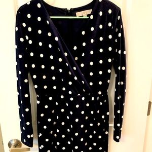 Navy and White Polka Dot Wrap Dress LOFT Size 2
